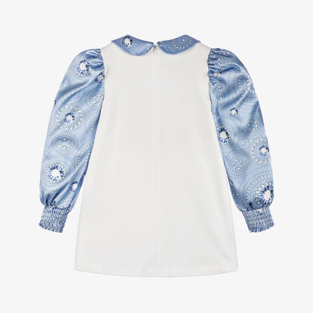 A Dee-Girls Blue and White Satin Dress | Childrensalon Outlet