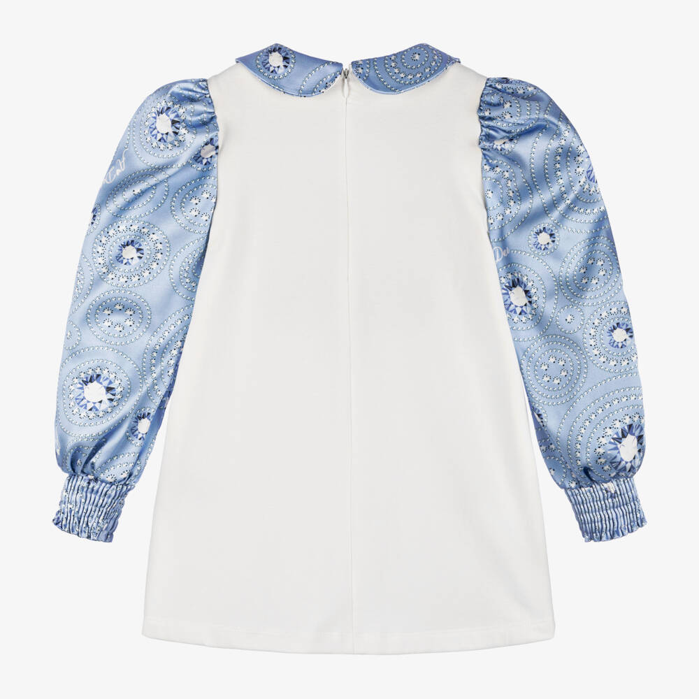 A Dee-Girls Blue and White Satin Dress | Childrensalon Outlet