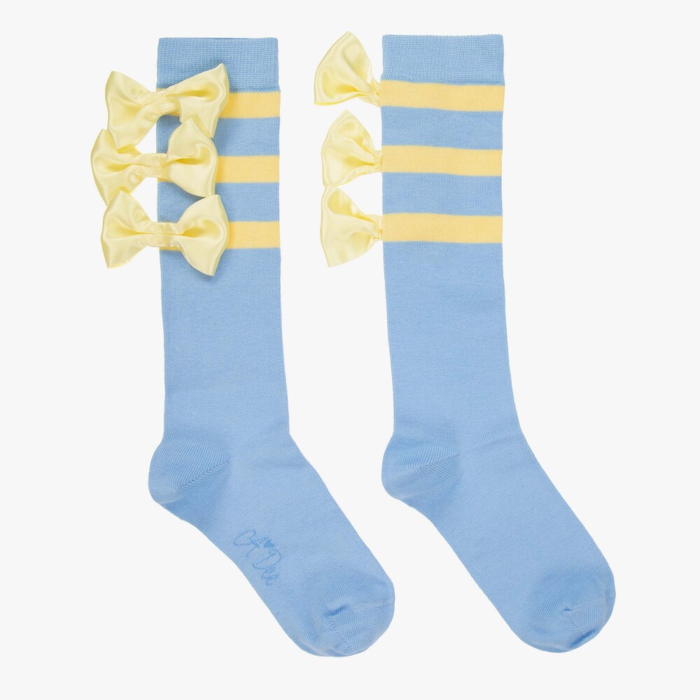 A Dee - Girls Blue Bow Socks | Childrensalon