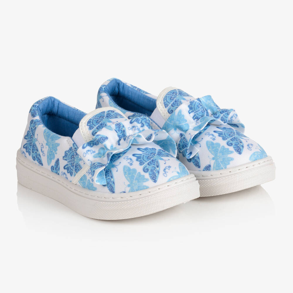 A Dee - Girls Blue Butterfly Trainers | Childrensalon