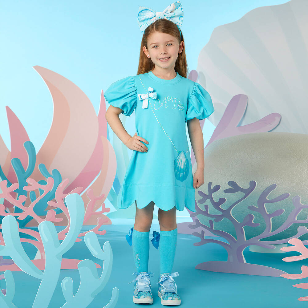 A Dee-Girls Blue Cotton Bow Socks | Childrensalon Outlet