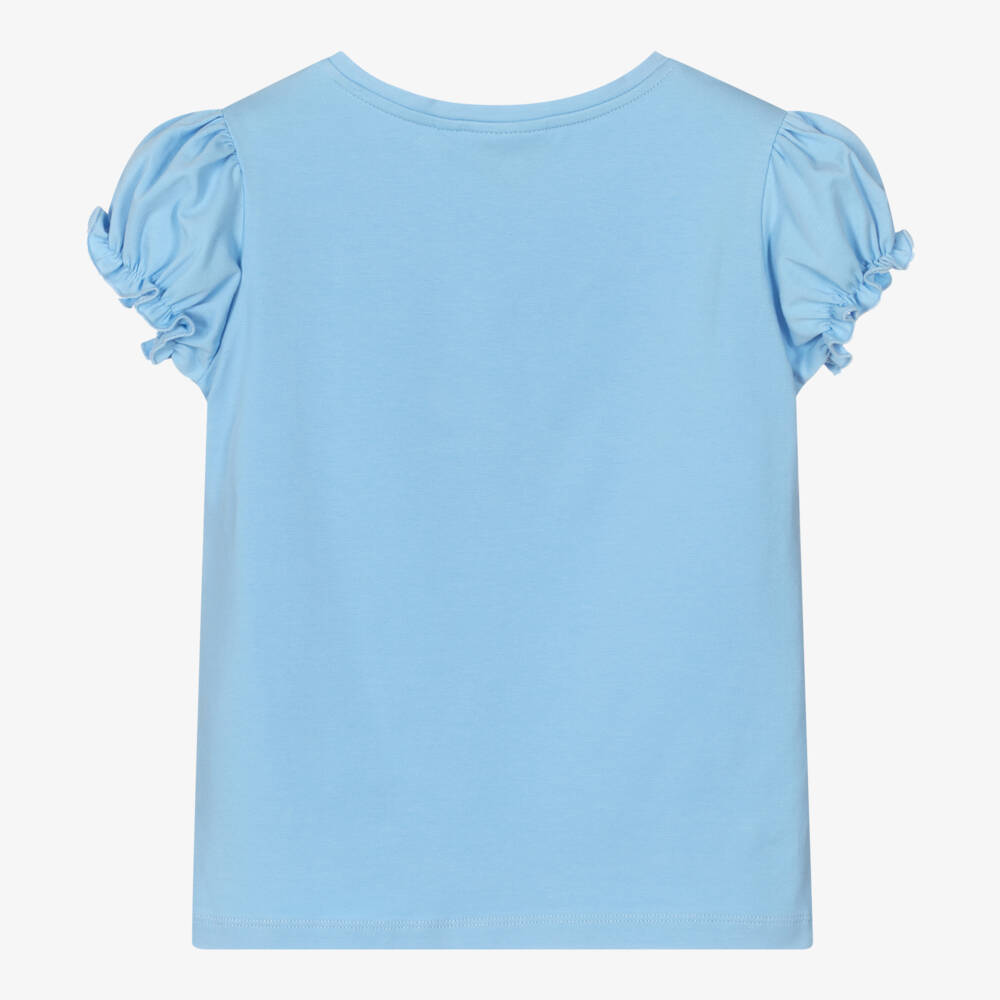 A Dee-Girls Blue Cotton Butterfly T-Shirt | Childrensalon Outlet