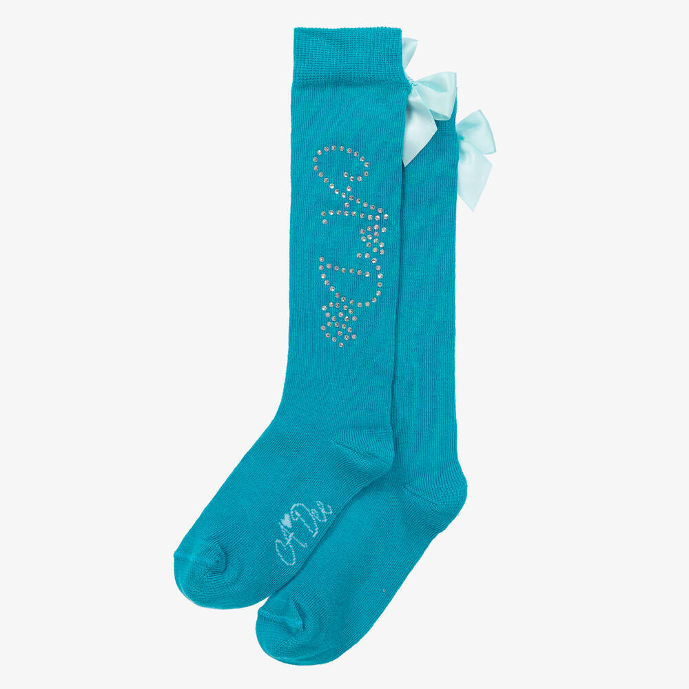 آدي-جوارب مزيج قطن محبوك مزين بديامنتي لون أزرق | Childrensalon Outlet
