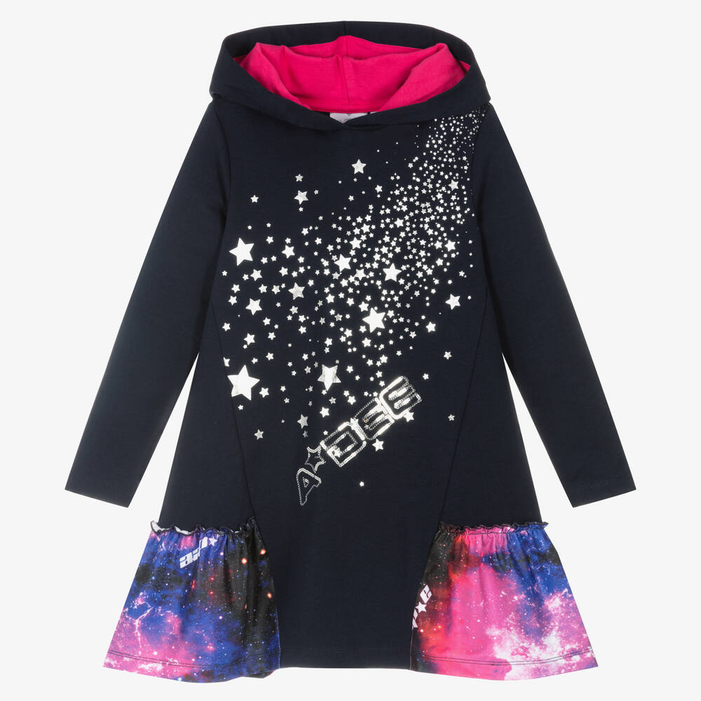 A Dee - Robe bleue jersey de coton Fille | Childrensalon