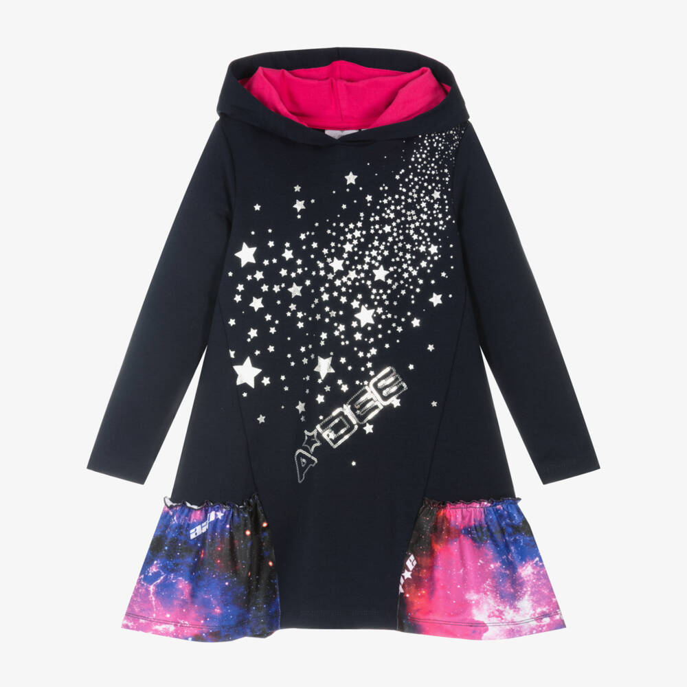 A Dee-Синее платье из хлопкового джерси для девочек | Childrensalon Outlet