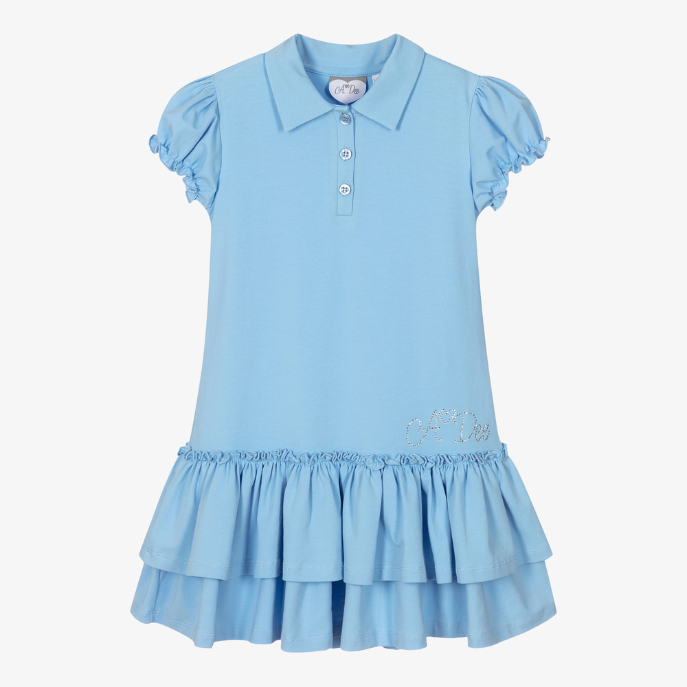 A Dee - Blaues Baumwoll-Polokleid (M) | Childrensalon