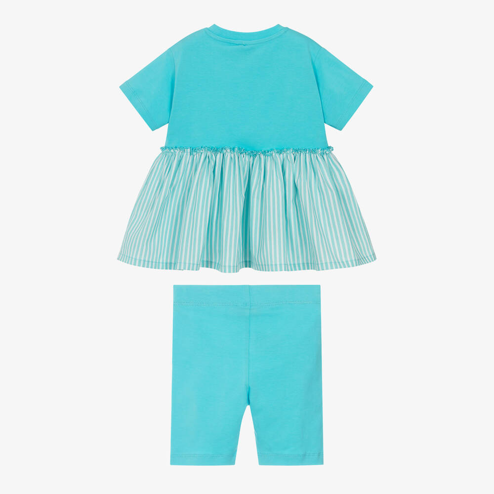 A Dee-Girls Blue Cotton Shorts Set | Childrensalon Outlet