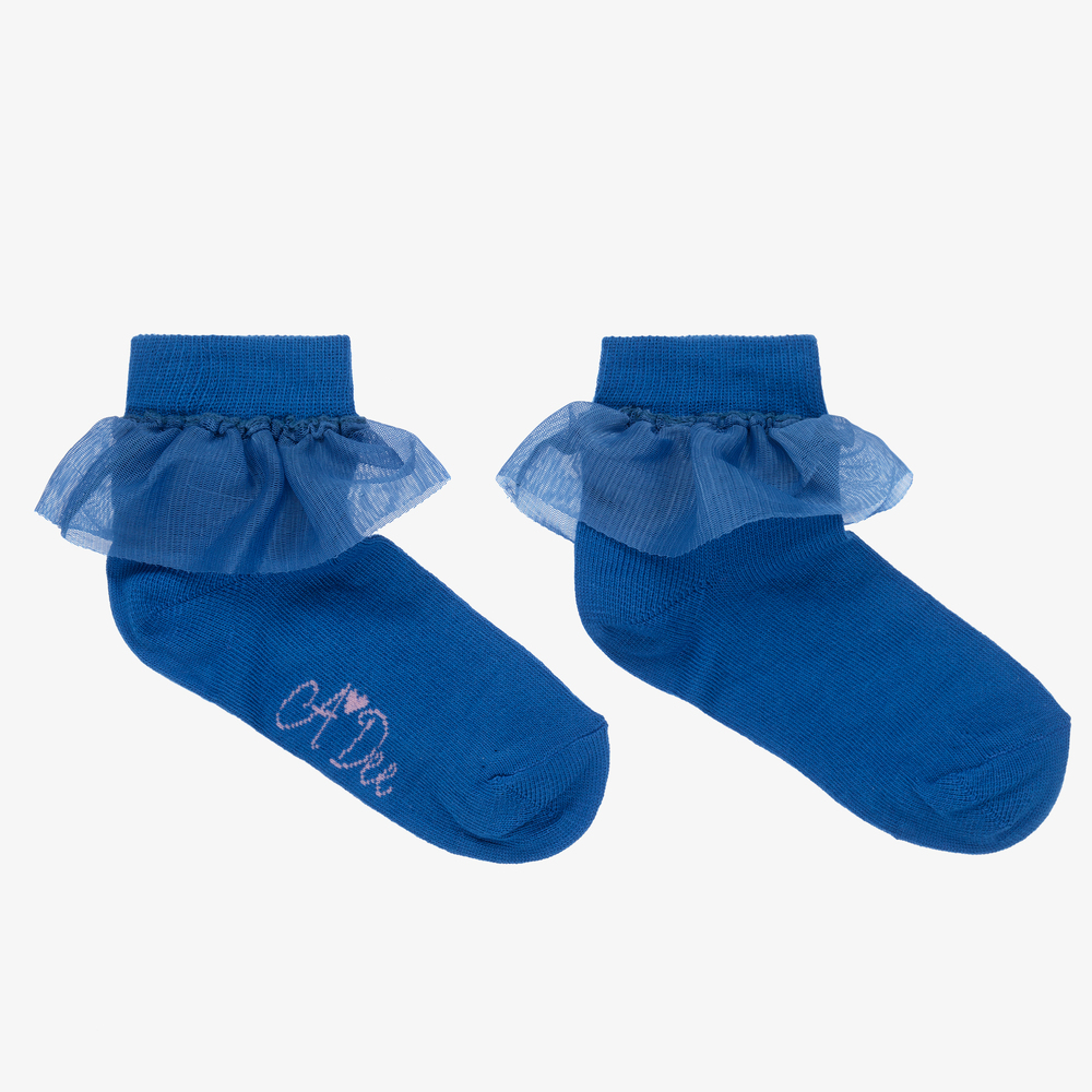 A Dee - Girls Blue Cotton Socks | Childrensalon