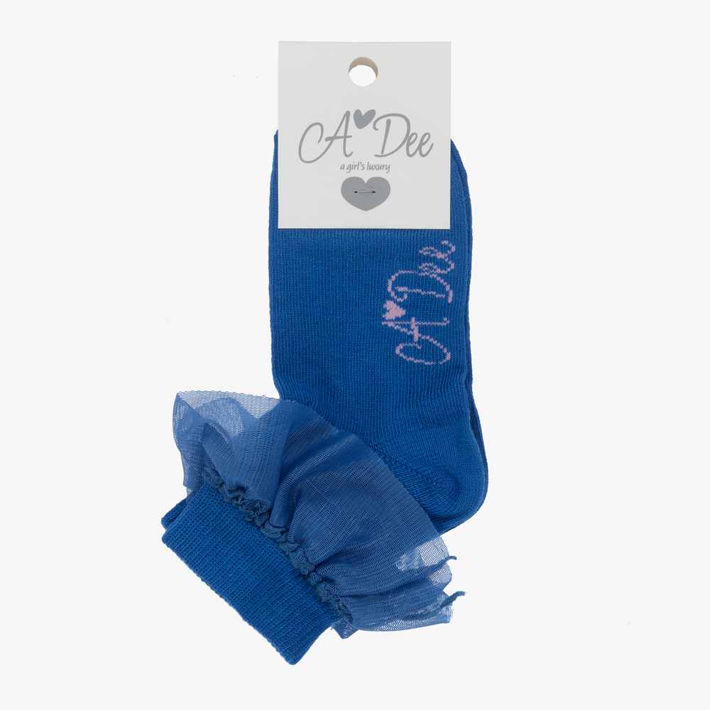 A Dee Girls Blue Cotton Socks Childrensalon Outlet