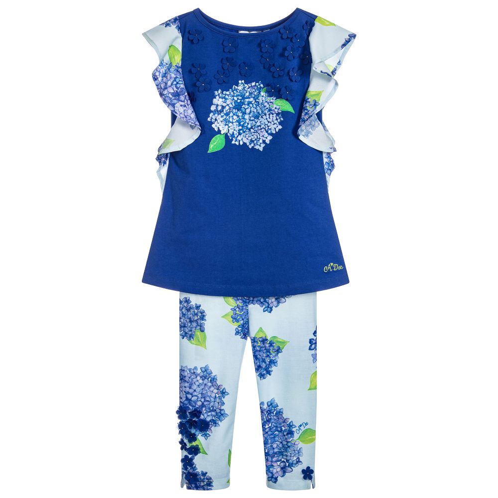 A Dee - Girls Blue Floral Outfit | Childrensalon