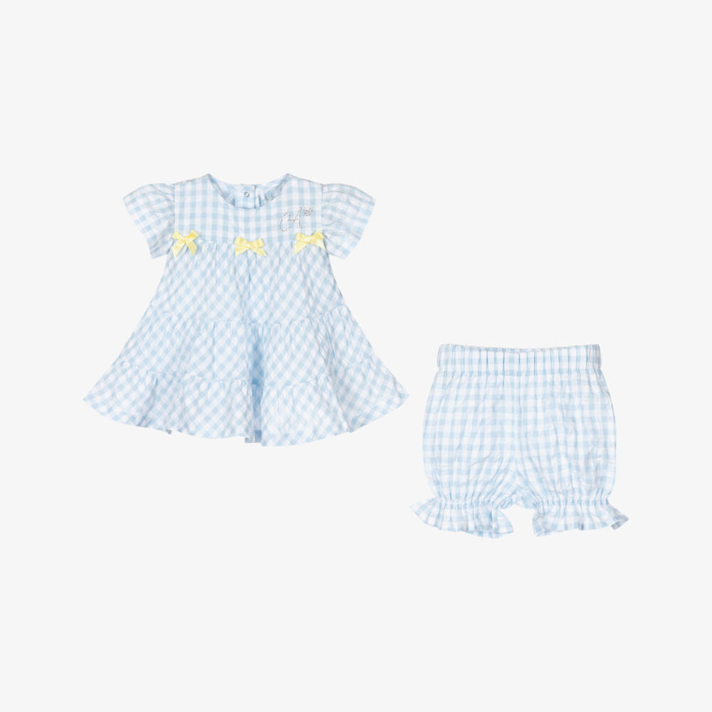 A Dee-Girls Blue Gingham Dress Set | Childrensalon Outlet
