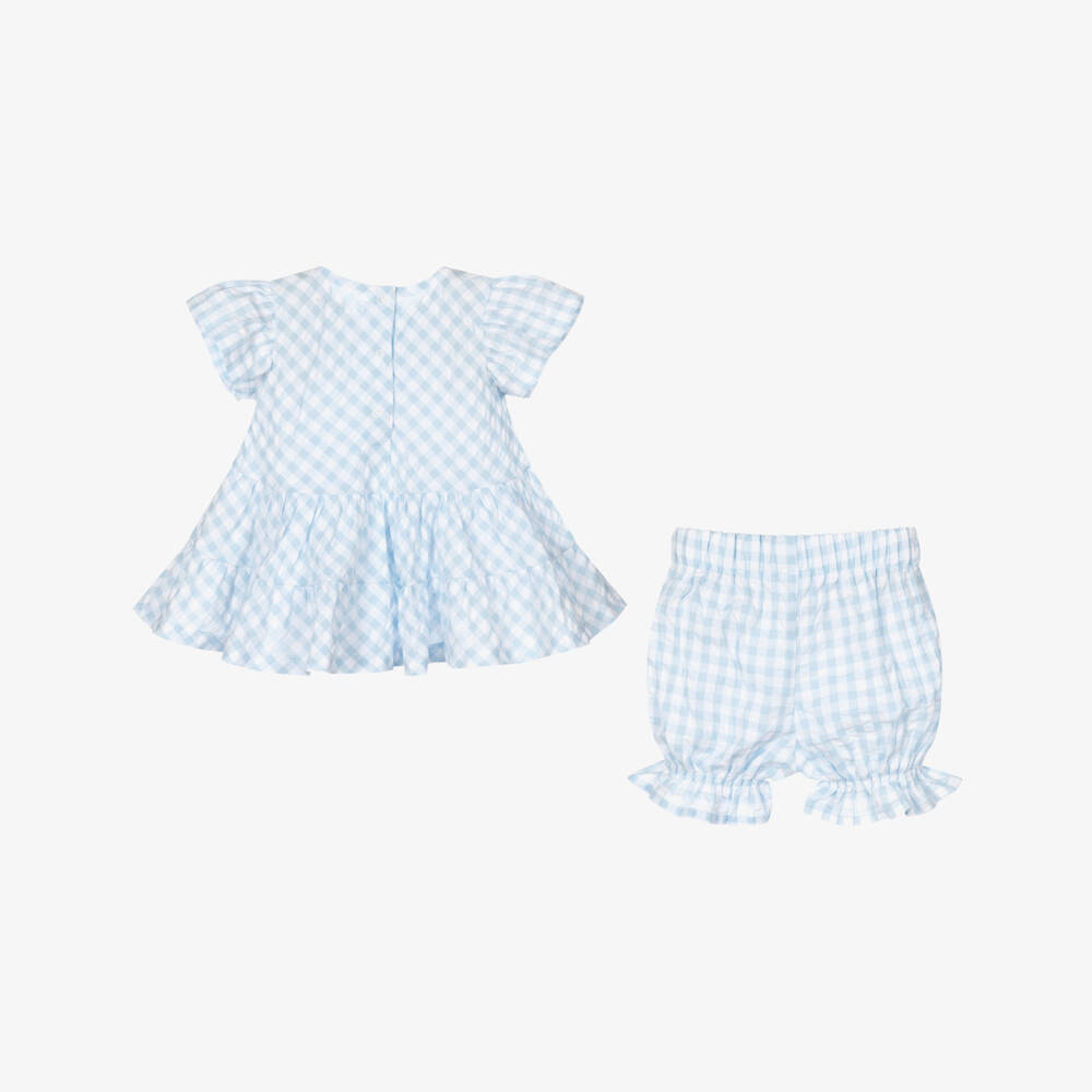 A Dee-Girls Blue Gingham Dress Set | Childrensalon Outlet
