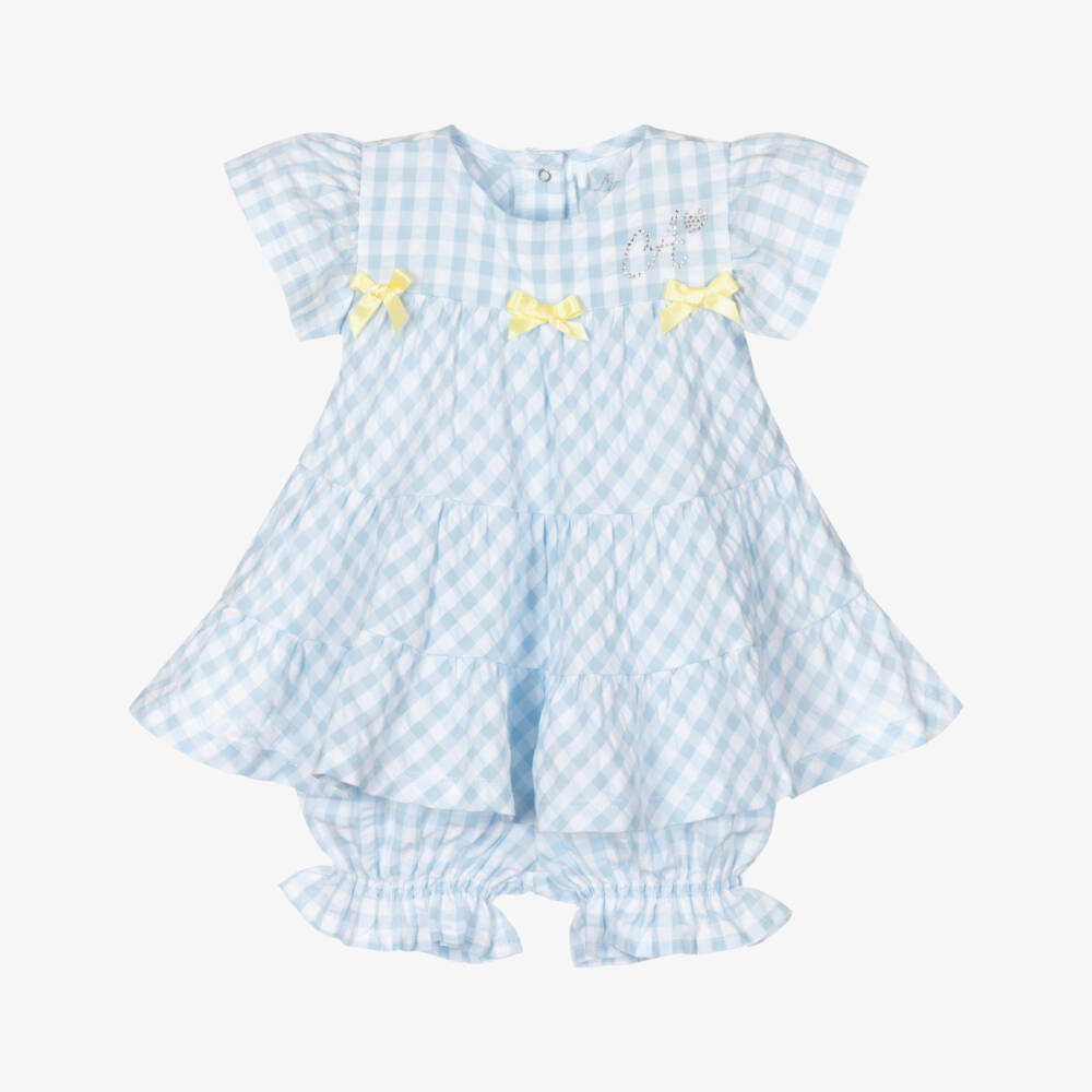 A Dee-Голубое платье в мелкую клетку и панталоны для девочек | Childrensalon Outlet