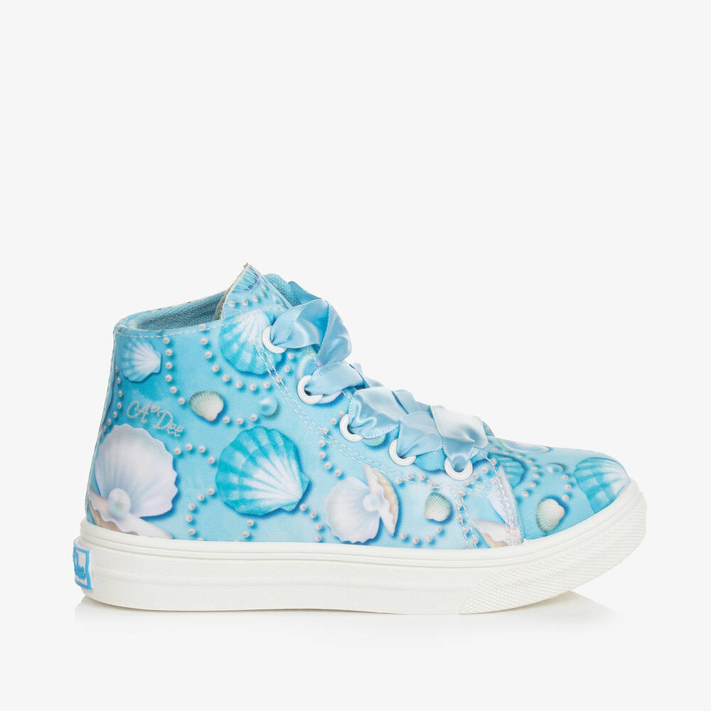 A Dee-Girls Blue High-Top Shell Trainers  | Childrensalon Outlet