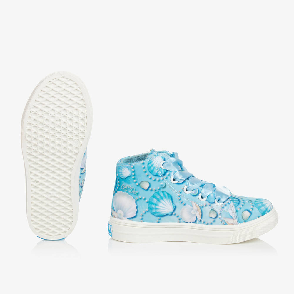 A Dee-Girls Blue High-Top Shell Trainers  | Childrensalon Outlet