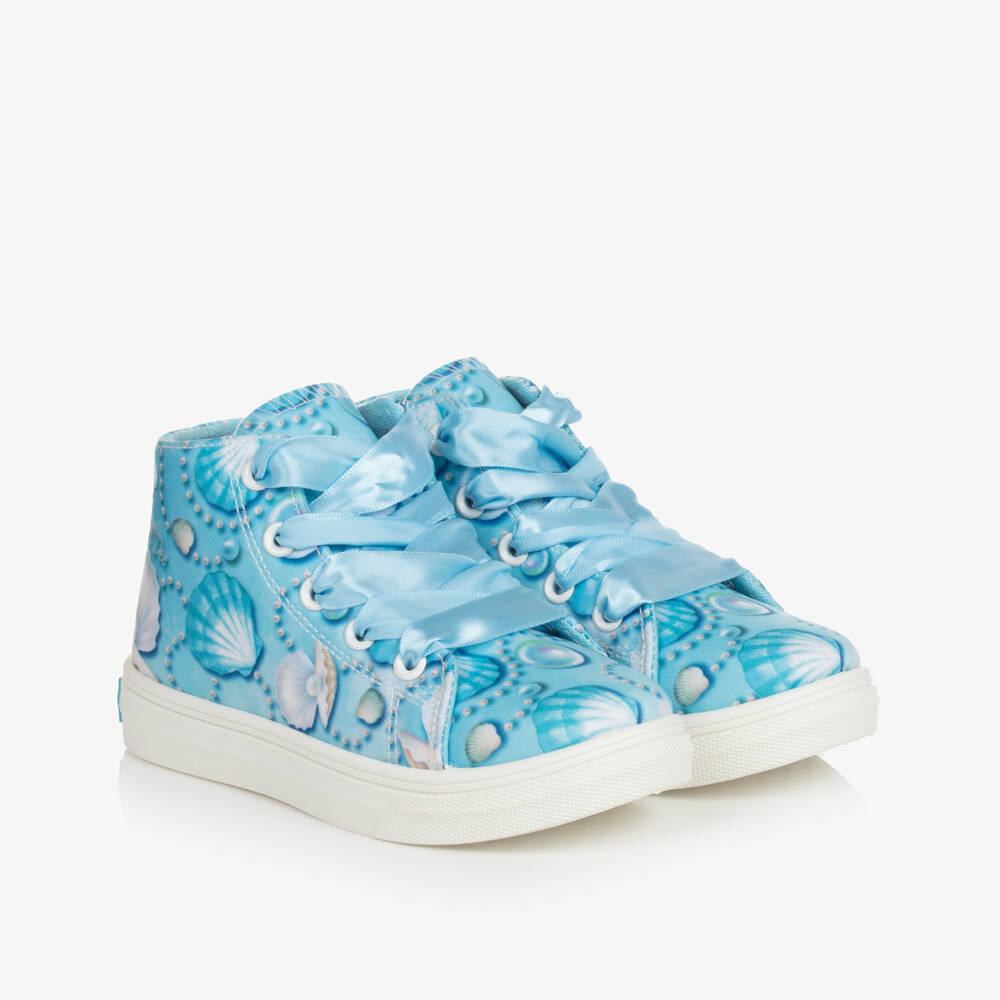 A Dee-Girls Blue High-Top Shell Trainers  | Childrensalon Outlet