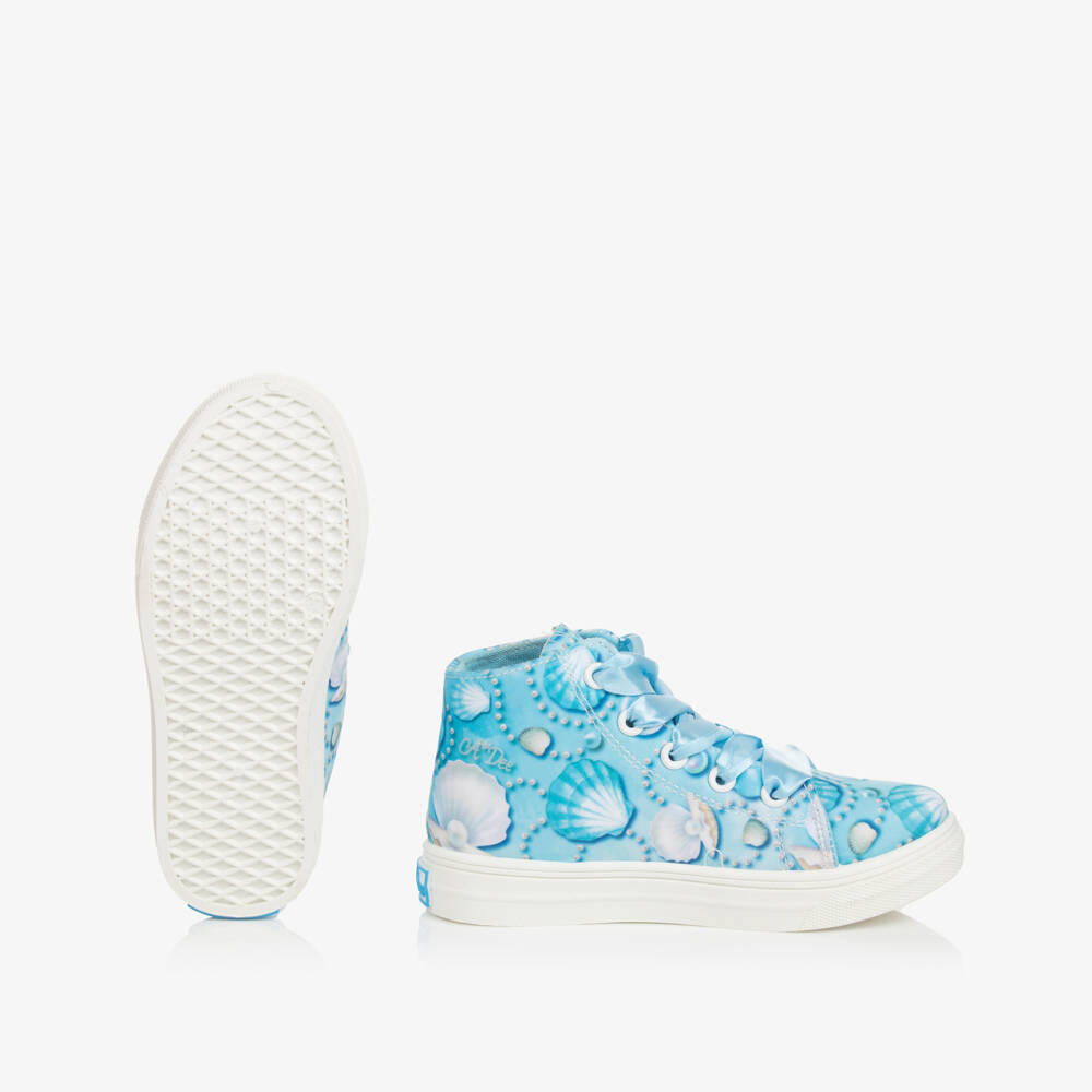 A Dee-Girls Blue High-Top Shell Trainers | Childrensalon Outlet