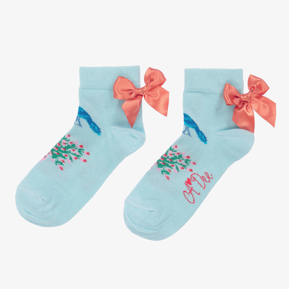 A Dee-Girls Blue Knitted Ankle Socks | Childrensalon Outlet
