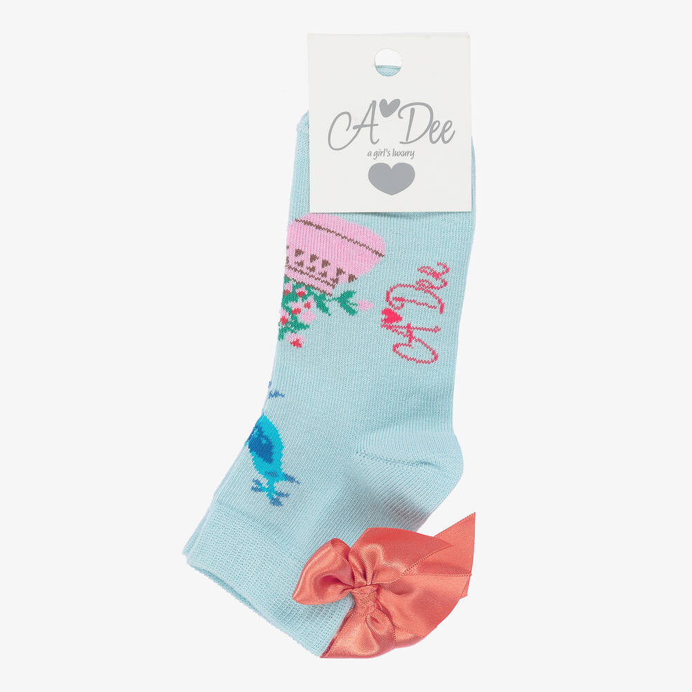 A Dee-Girls Blue Knitted Ankle Socks | Childrensalon Outlet