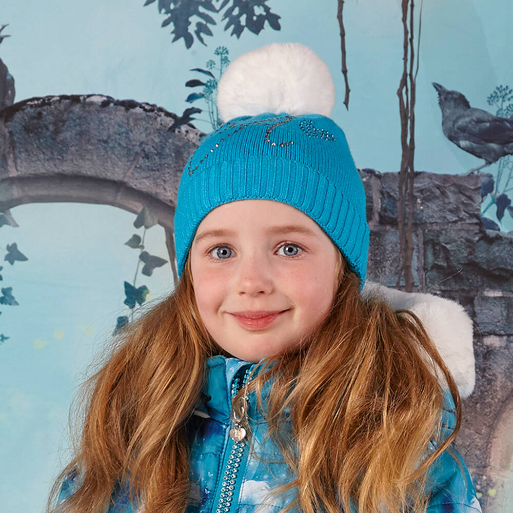 A Dee-Голубая вязаная шапка с помпоном | Childrensalon Outlet