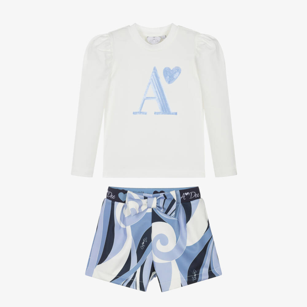 A Dee-Girls Blue Patterned Outfit Set | Childrensalon Outlet