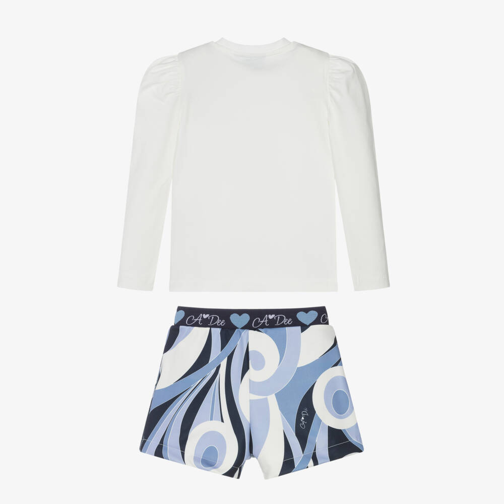 A Dee-Girls Blue Patterned Outfit Set | Childrensalon Outlet