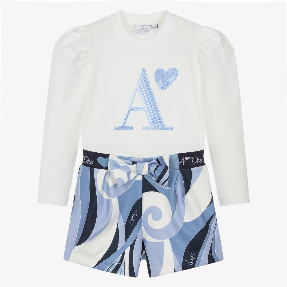 A Dee-Girls Blue Patterned Outfit Set | Childrensalon Outlet