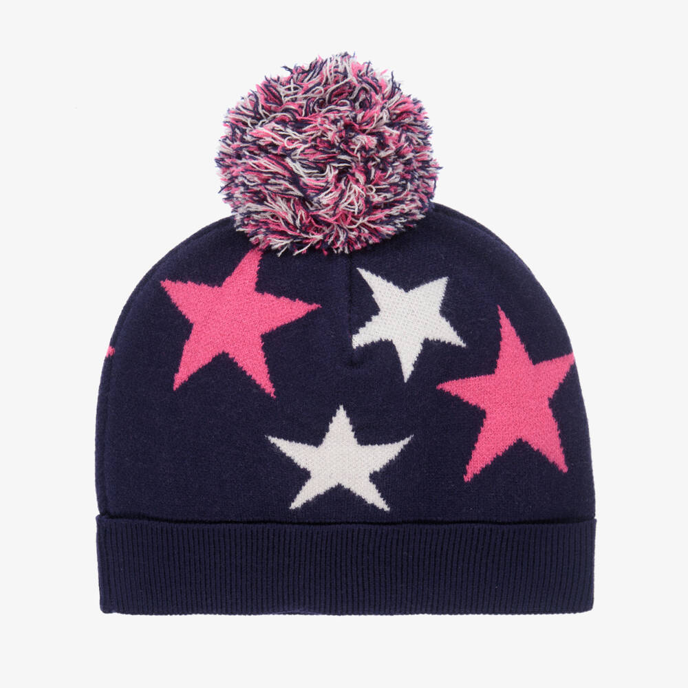 A Dee-Girls Blue & Pink Stars Knitted Hat | Childrensalon Outlet