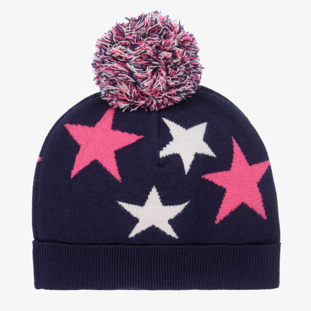A Dee-Girls Blue & Pink Stars Knitted Hat | Childrensalon Outlet
