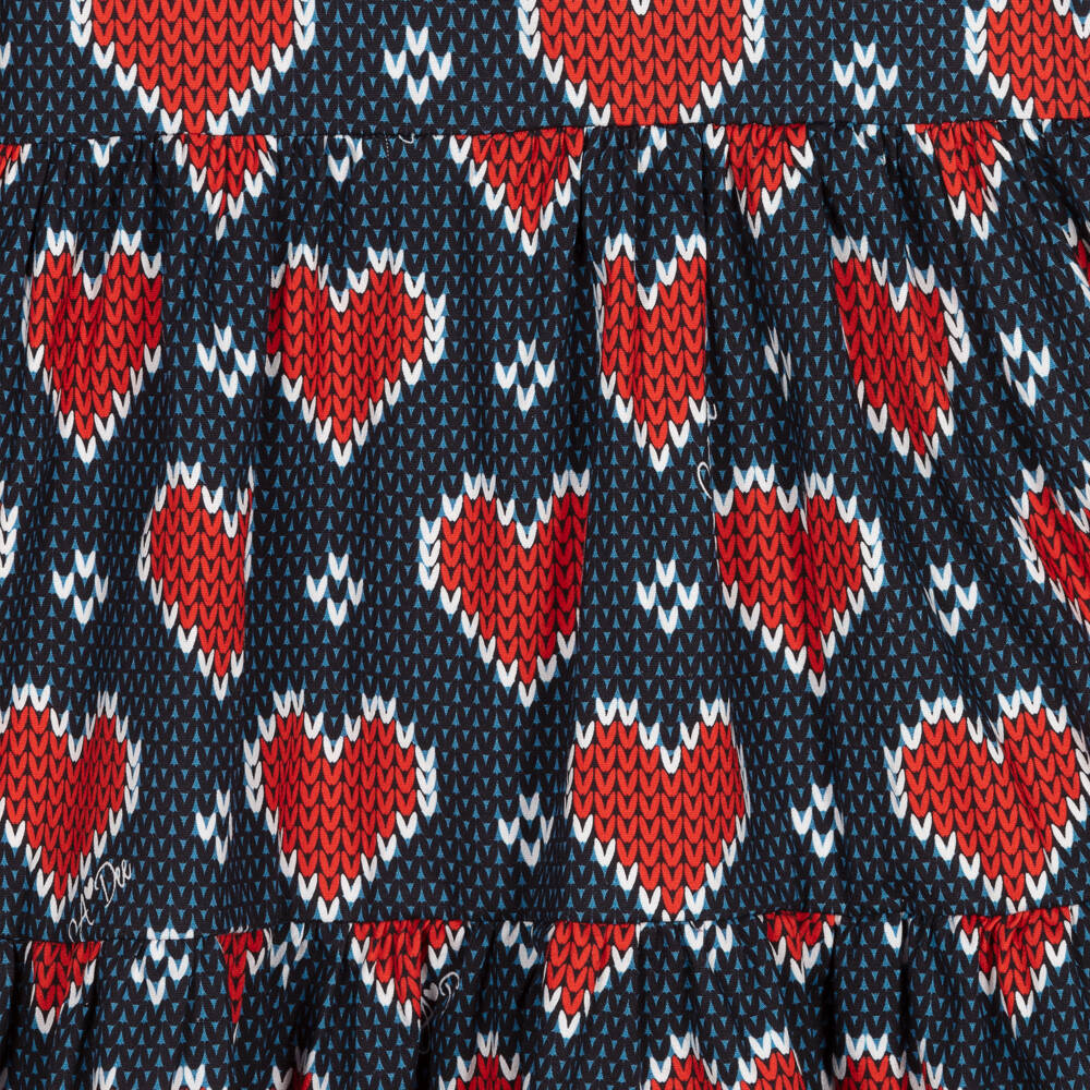 A Dee-Girls Blue & Red Heart Cotton Dress | Childrensalon Outlet