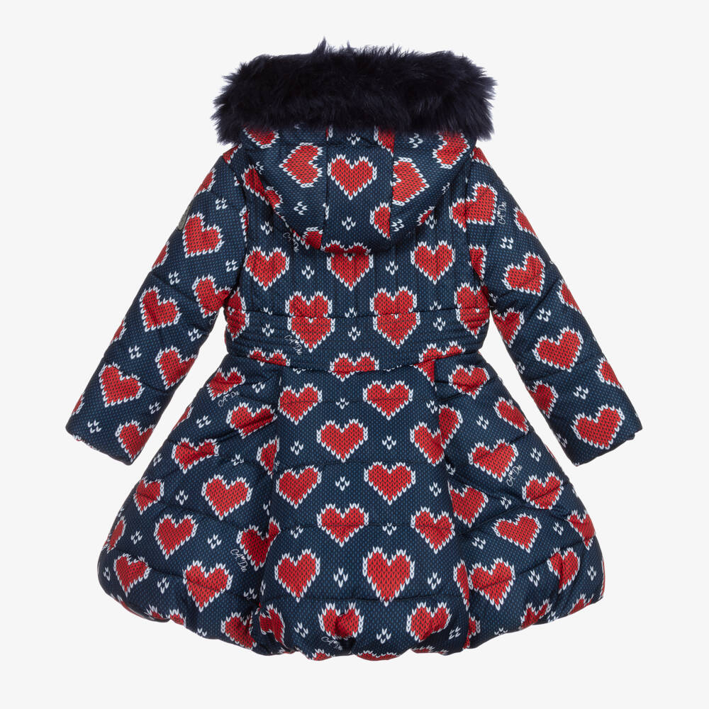 A Dee-Сине-красный пуховик с сердечками | Childrensalon Outlet
