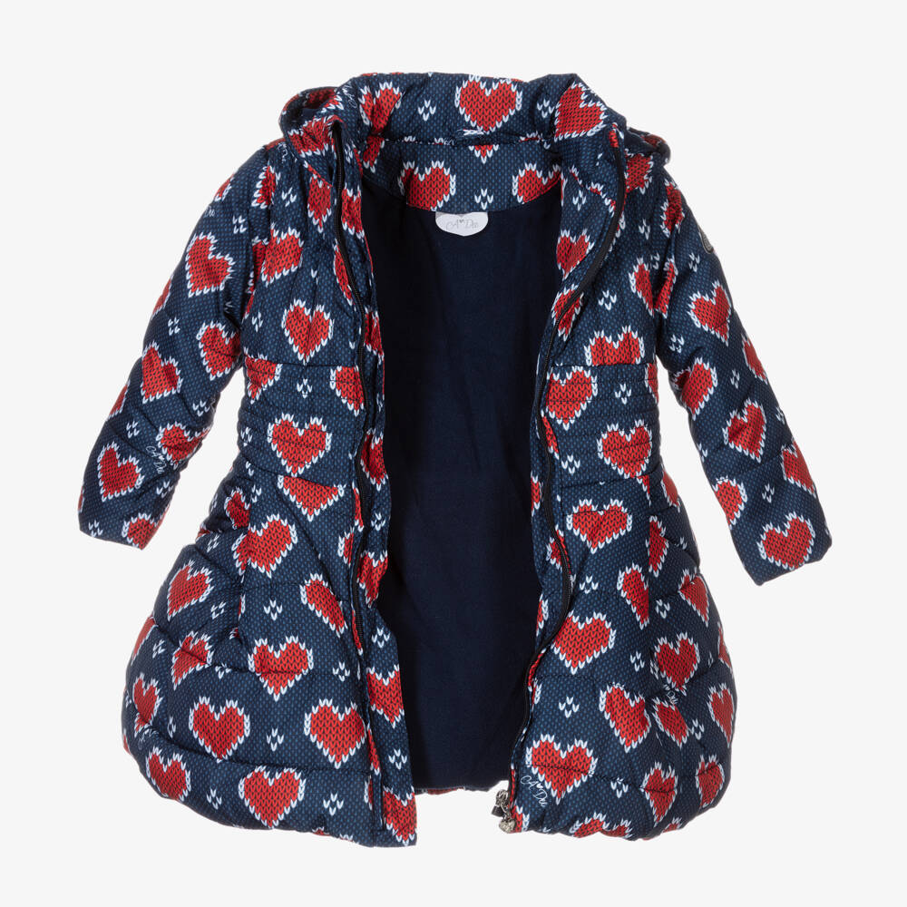 A Dee-Сине-красный пуховик с сердечками | Childrensalon Outlet