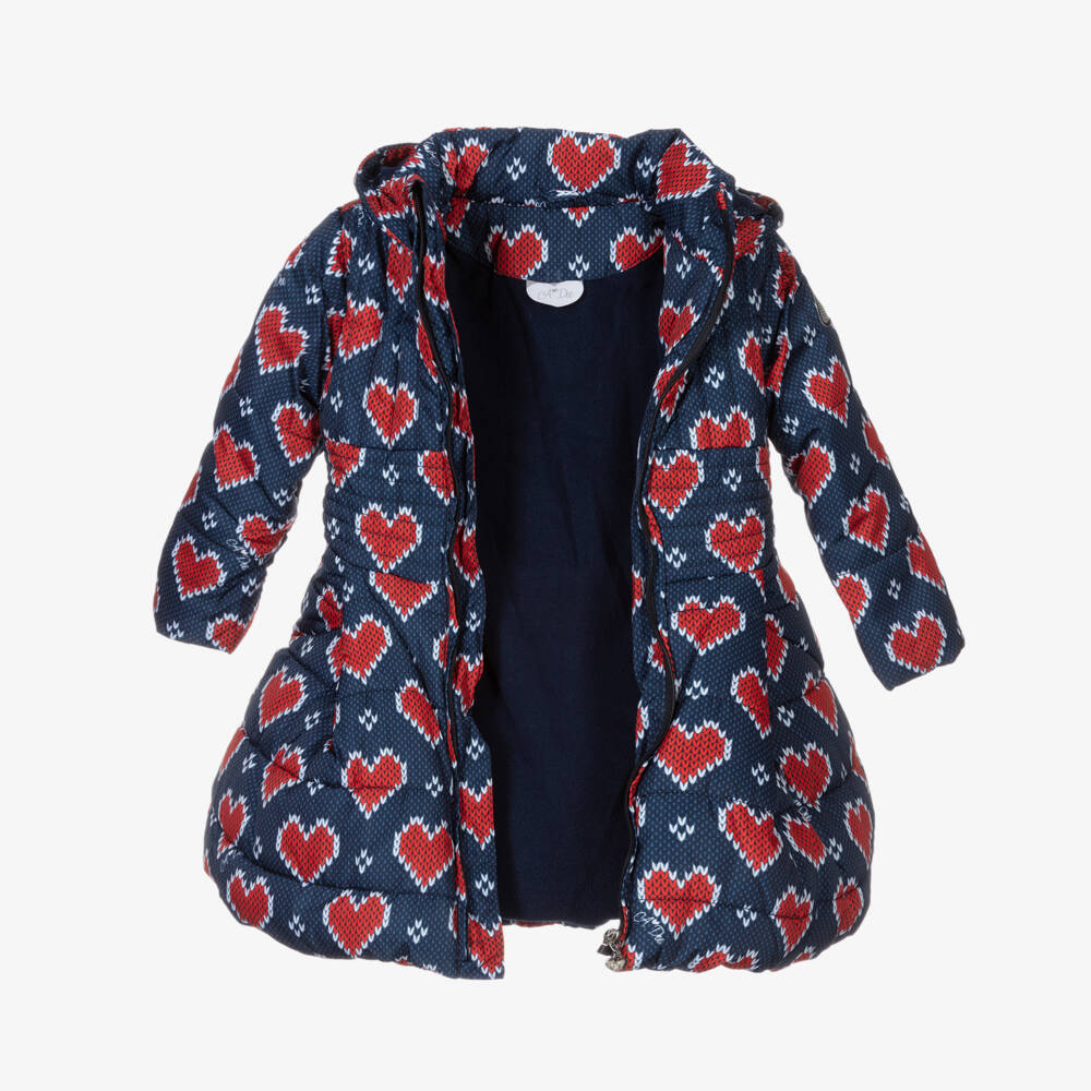 A Dee-Сине-красный пуховик с сердечками | Childrensalon Outlet