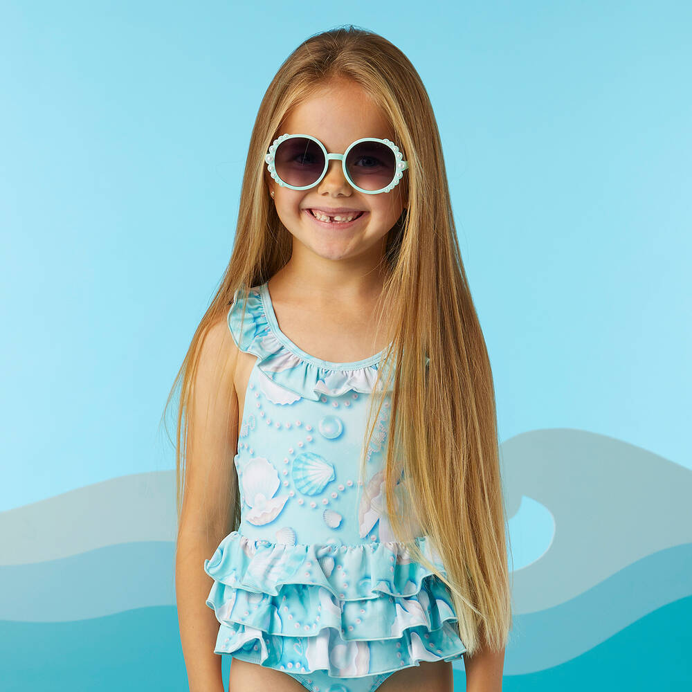 A Dee-Girls Blue Seashell & Pearl Swimsuit | Childrensalon Outlet