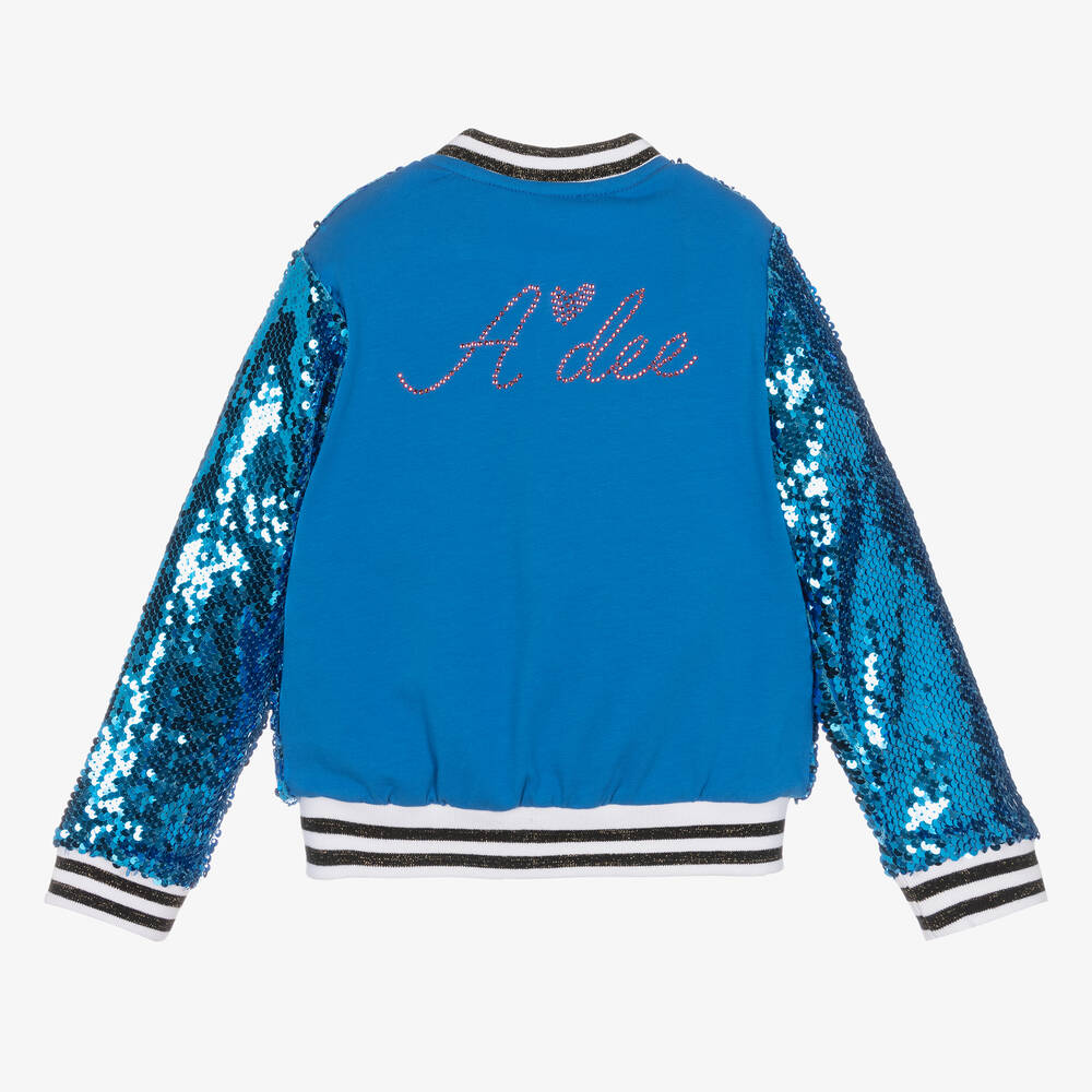 A Dee-Girls Blue Sequin Bomber Jacket | Childrensalon Outlet