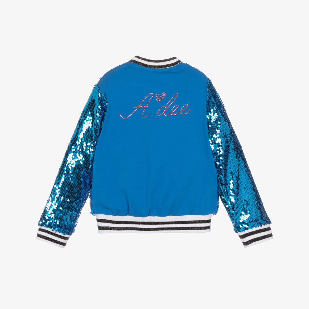 A Dee-Girls Blue Sequin Bomber Jacket | Childrensalon Outlet