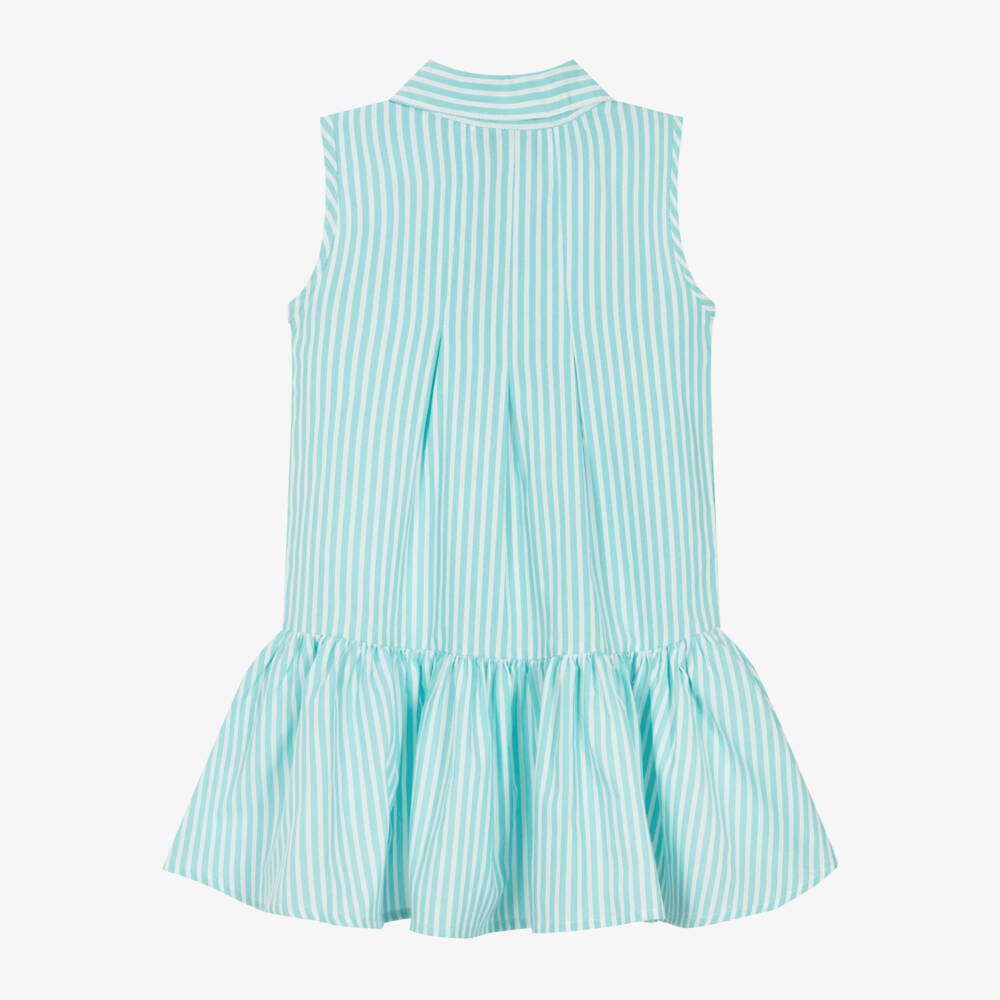 A Dee-Girls Blue Striped Cotton Dress | Childrensalon Outlet