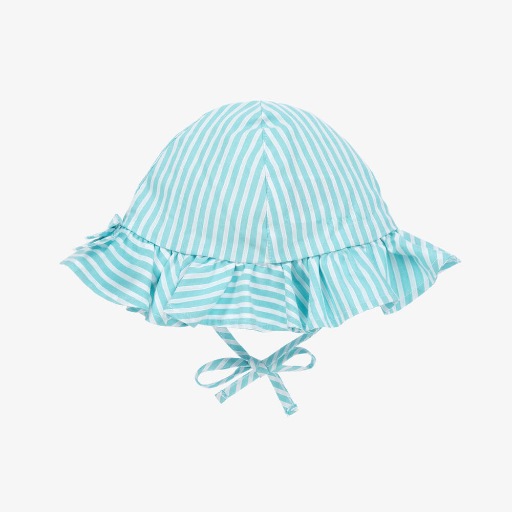 A Dee-Girls Blue Striped Cotton Hat | Childrensalon Outlet