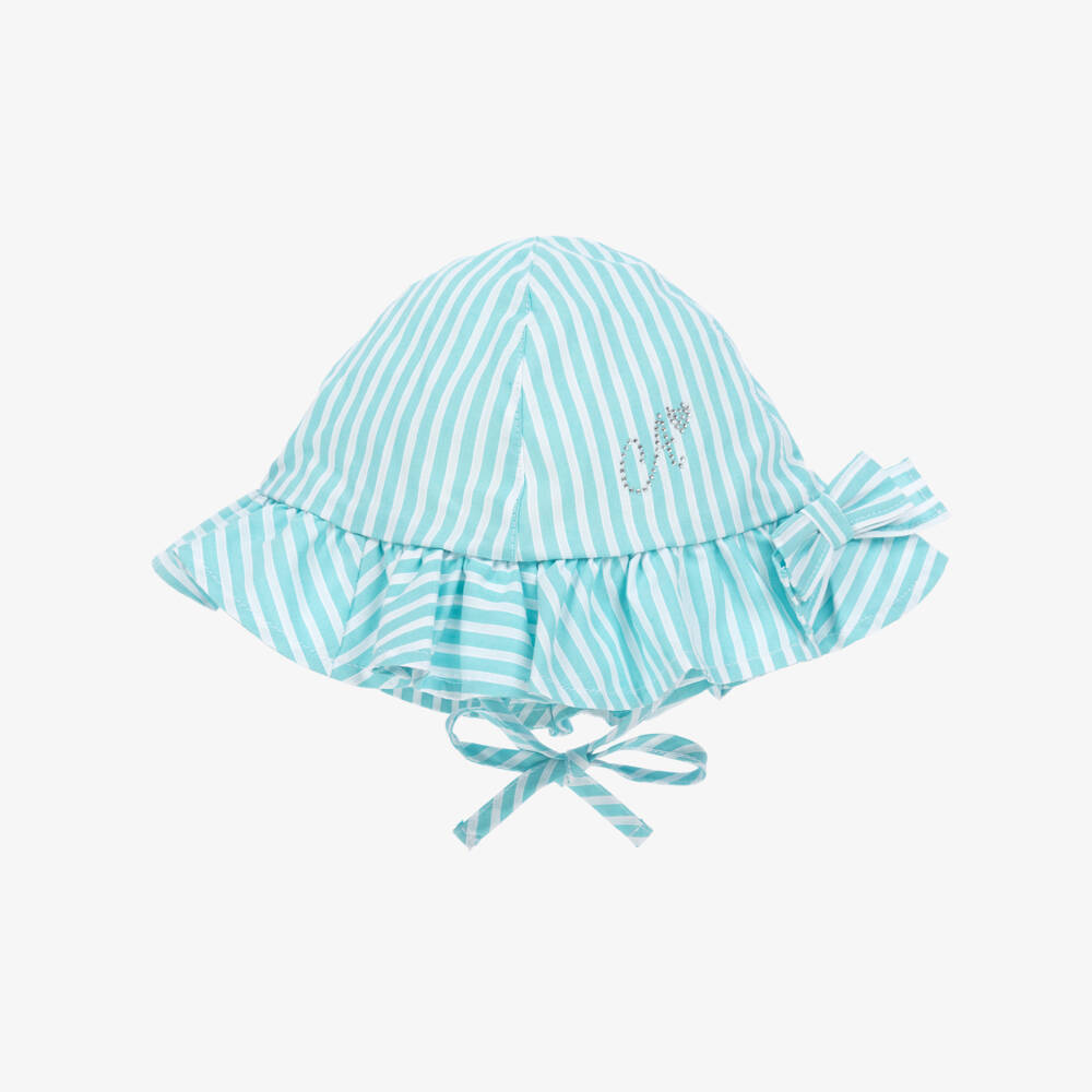 A Dee-Girls Blue Striped Cotton Hat | Childrensalon Outlet