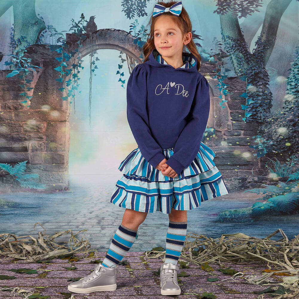 Girls blue knee high socks top