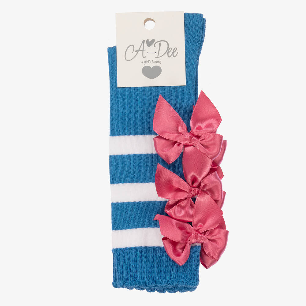 A Dee-Girls Blue Striped Knee High Socks | Childrensalon Outlet