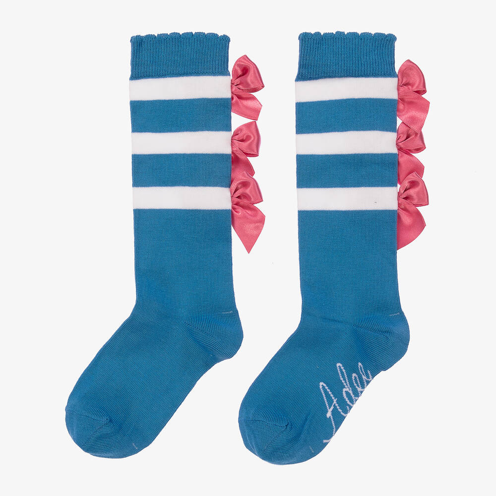 A Dee-Girls Blue Striped Knee High Socks | Childrensalon Outlet