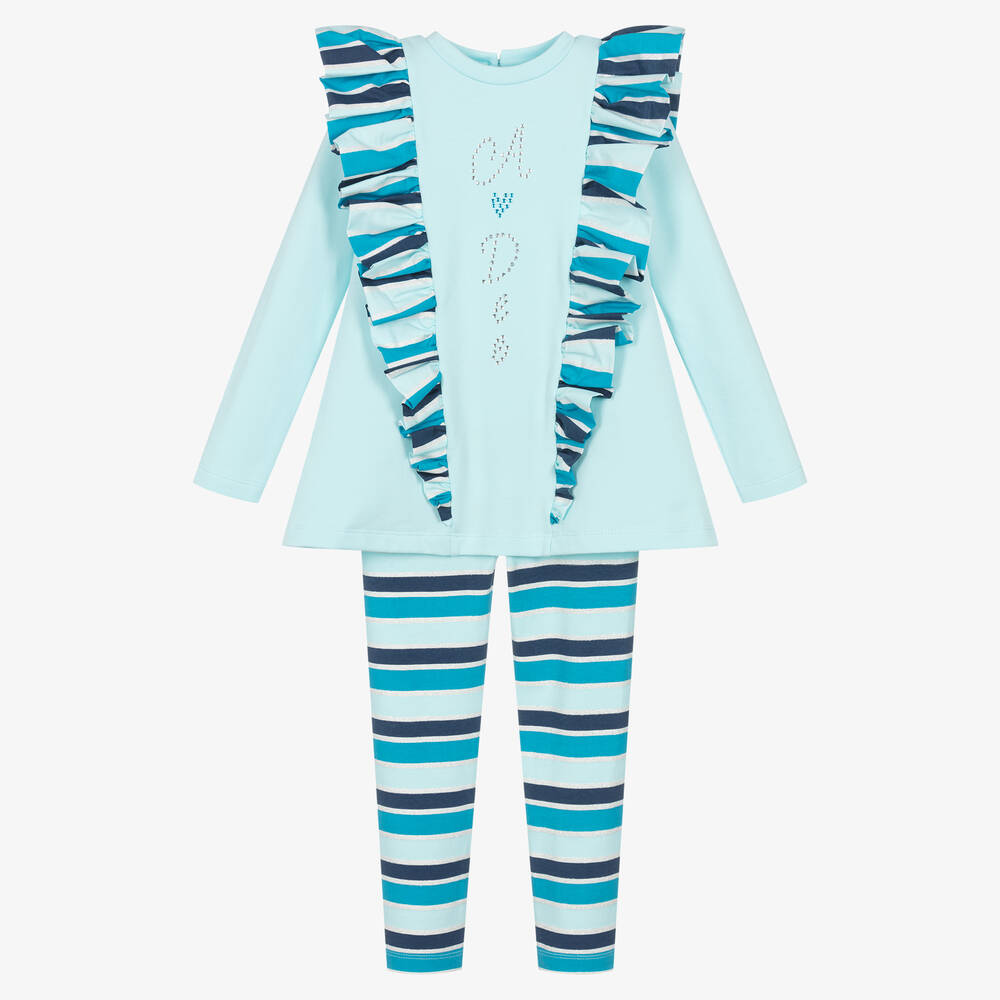 A Dee - Set mit blauen, gestreiften Leggings für Mädchen | Childrensalon