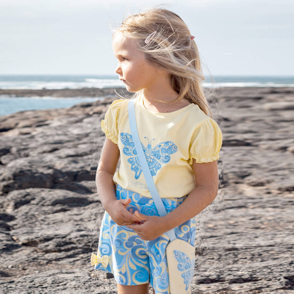 A Dee-Girls Blue Swirl Cotton Shorts | Childrensalon Outlet