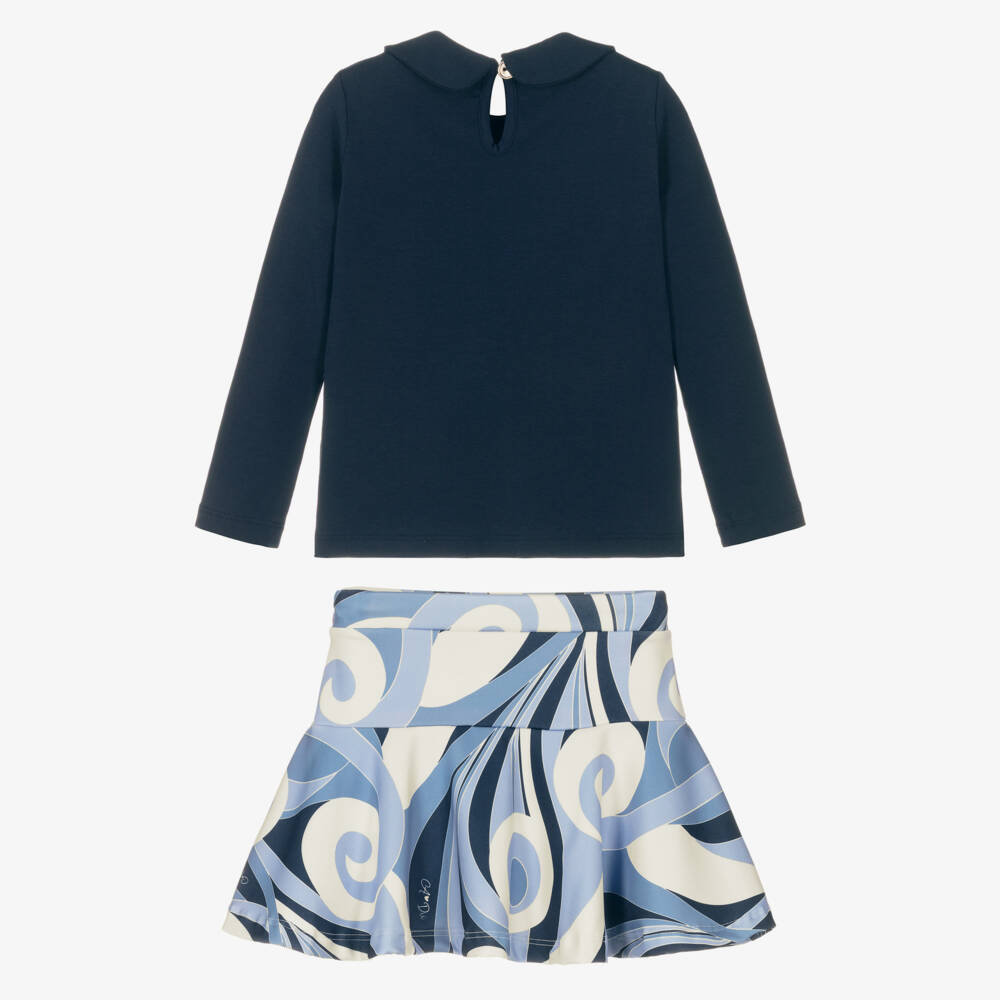 A Dee-Синий комплект с юбкой из джерси для девочек | Childrensalon Outlet