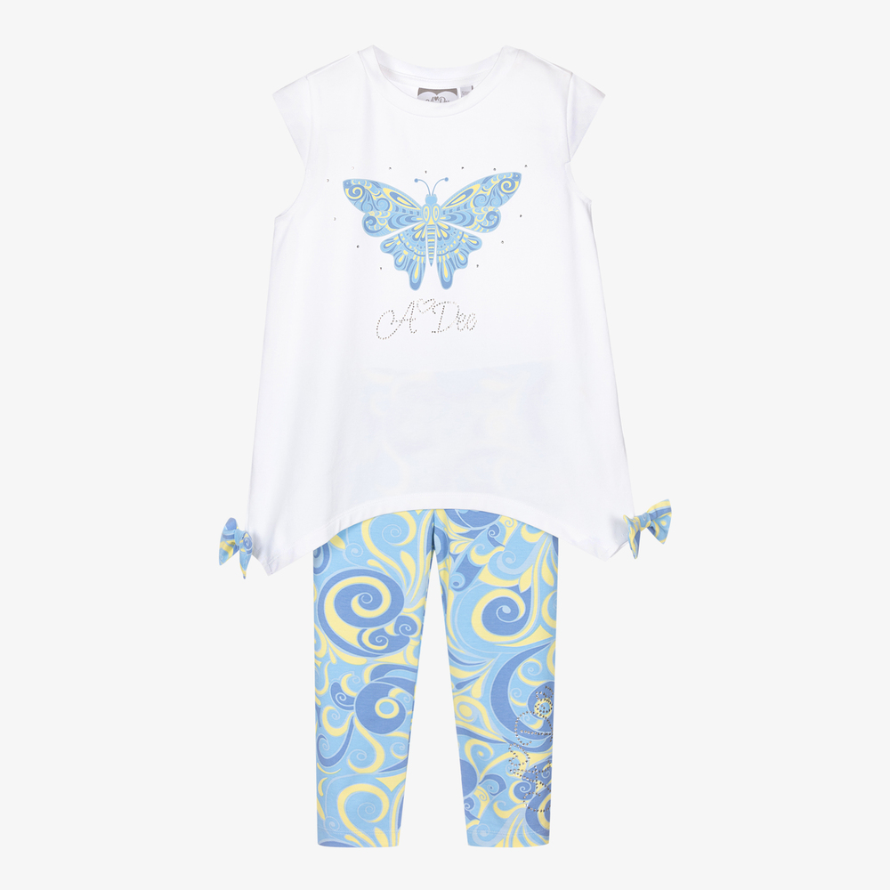 A Dee - Girls Blue Swirl Leggings Set | Childrensalon