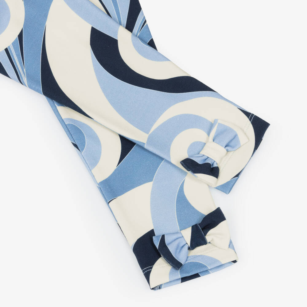 A Dee-طقم ليقنز قطن أزرق بناتي بتصميم دوامات | Childrensalon Outlet