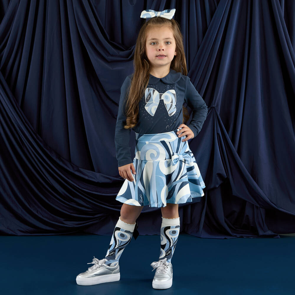 A Dee-طقم تنورة جيرسي زرقاء للبنات | Childrensalon Outlet