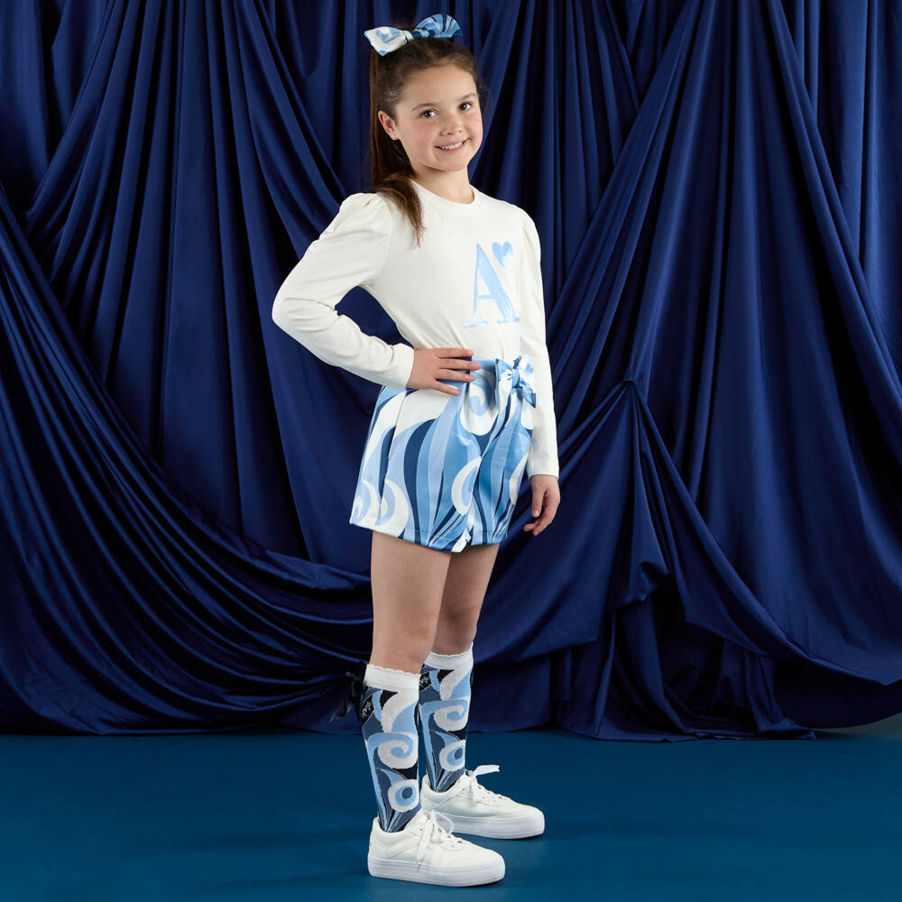 A Dee-Girls Blue Swirl Print Jersey Shorts Set | Childrensalon Outlet