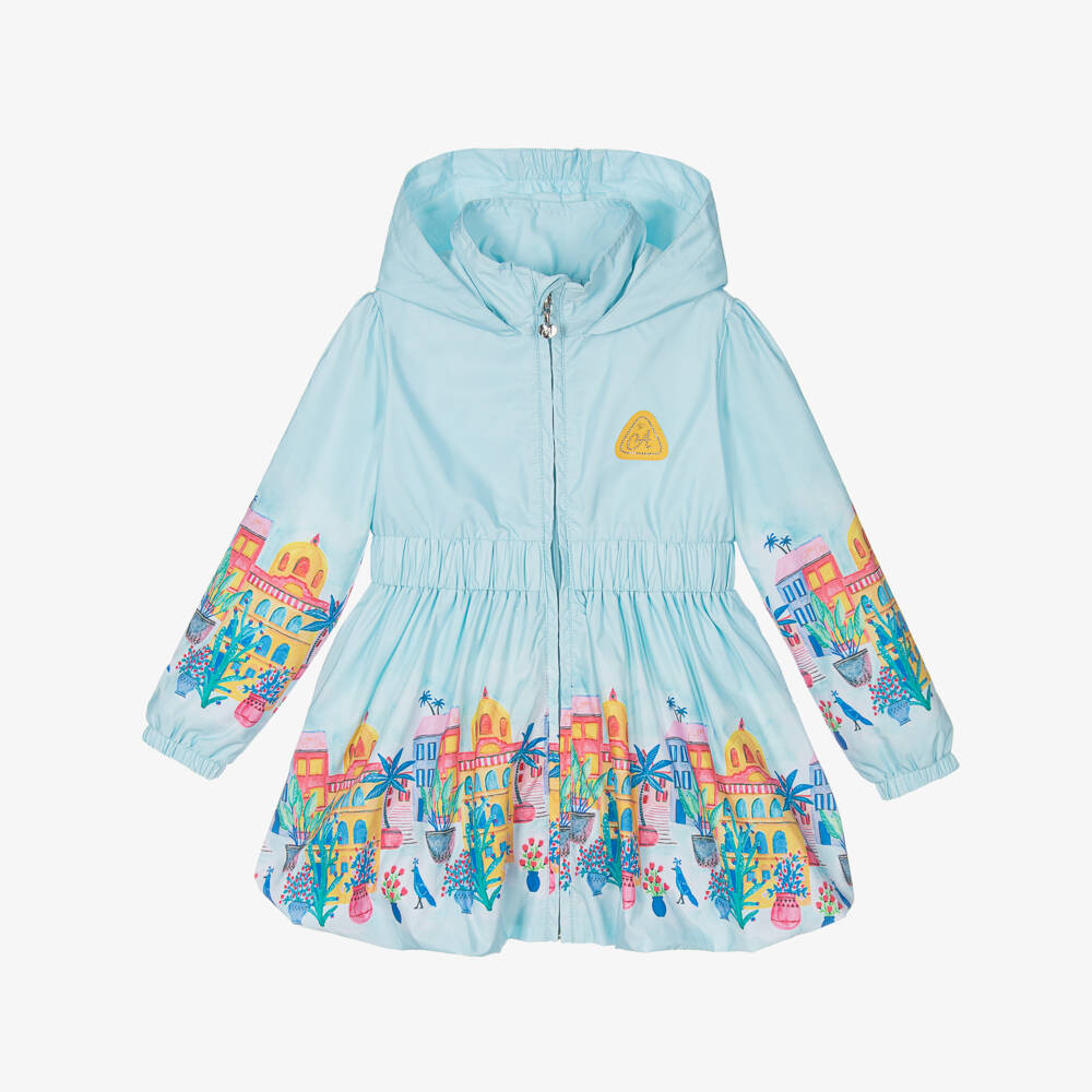 A Dee-Girls Blue Tropical Island Hooded Coat  | Childrensalon Outlet
